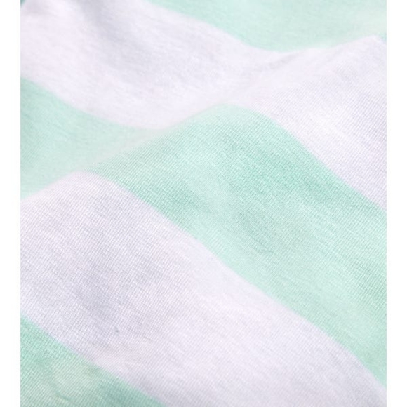 Burt's Bees Seaglass Rugby Stripe Organic Baby Zip Front Snug Fit Footed Pajamas - Picture 3 of 5